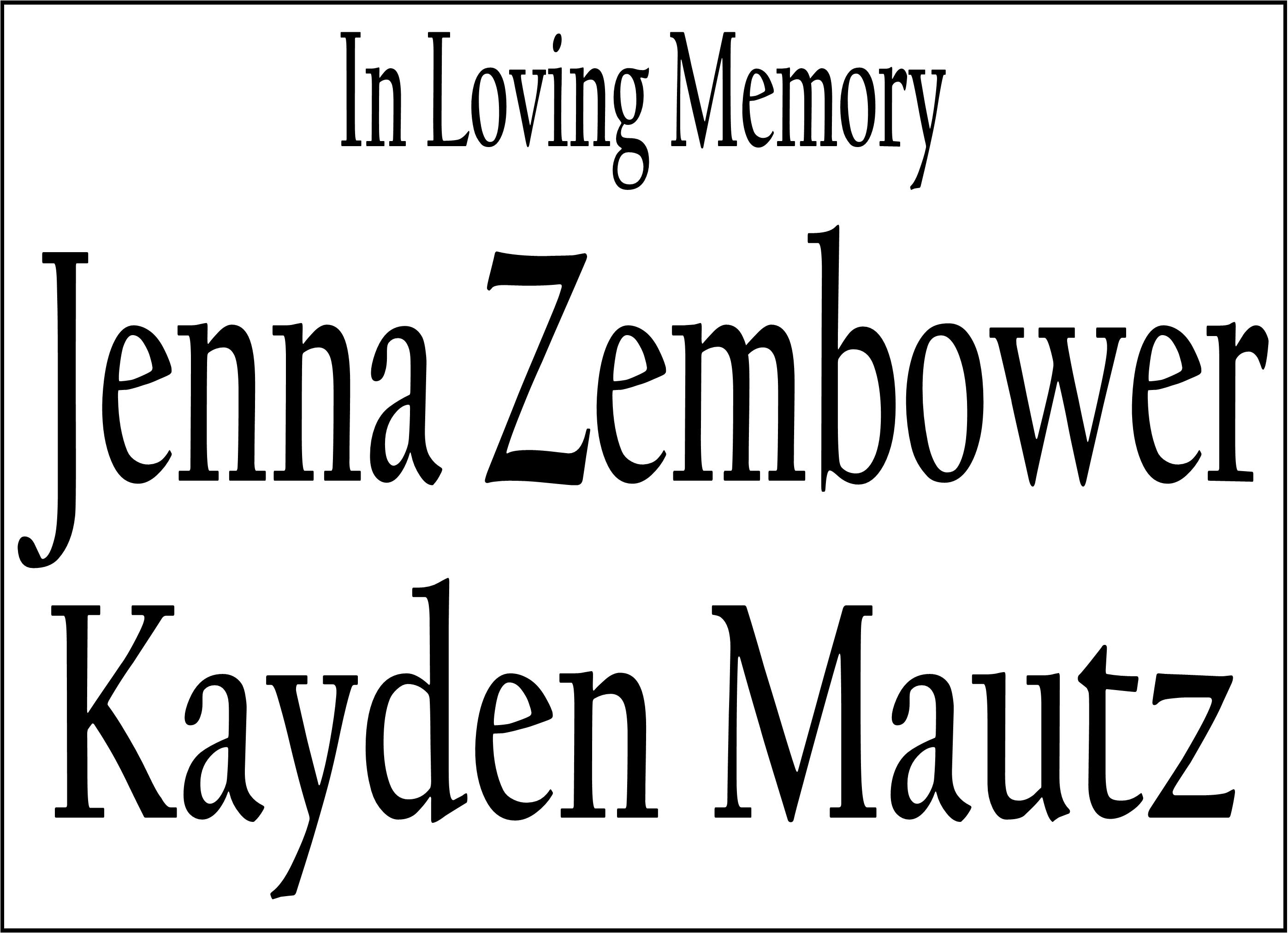In loving memory of Jenna Zembauer
